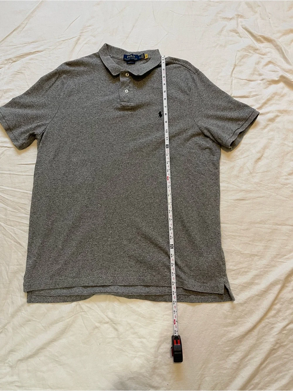 Ralph Lauren Men's Heather Grey Polo Shirt with Embroidered Pony